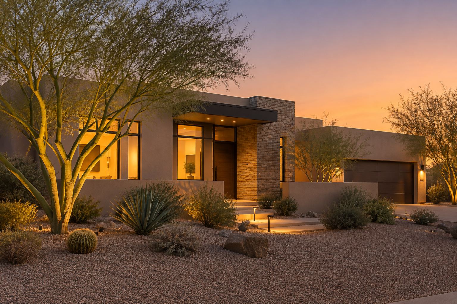 A Parker home at dusk, illustrative