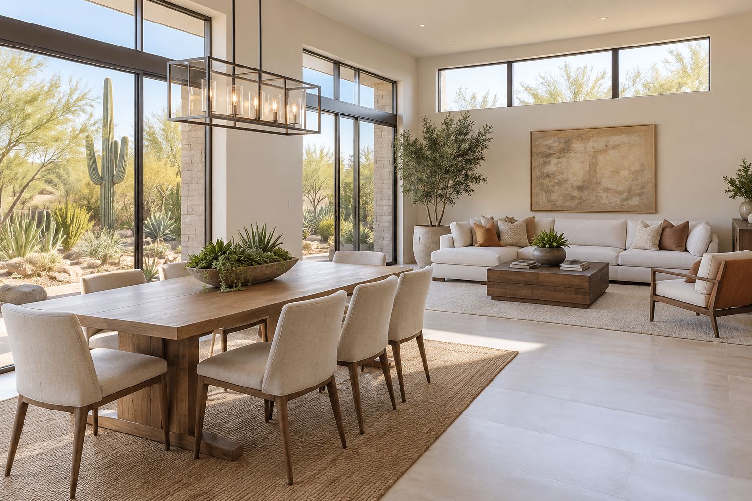 A bright Arizona living room, illustrative